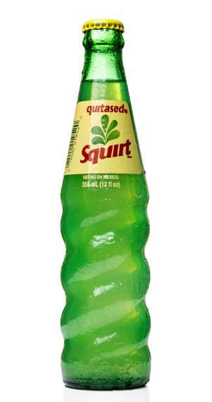 Miami, USA - February 26, 2014: Squirt soda bottle. Squirt brand is owned by Dr. Pepper Seven Up, Inc.