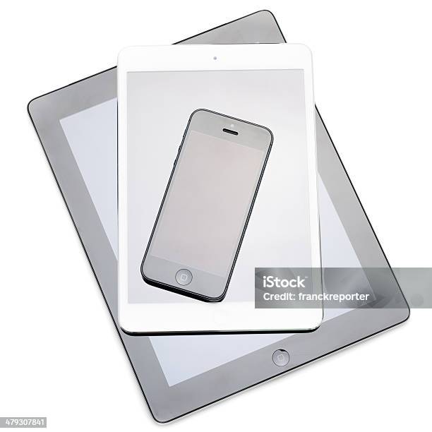 Foto de Novos Dispositivos Em Fundo Branco e mais fotos de stock de Amontoamento - Amontoamento, Apple computers, Coleção