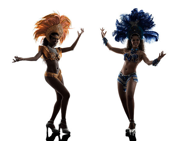 silhouette femminile ballerino di samba - samba dancing foto e immagini stock