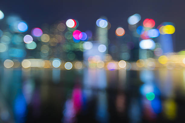 istock Abstract blur bokeh lights business building at night 479314412