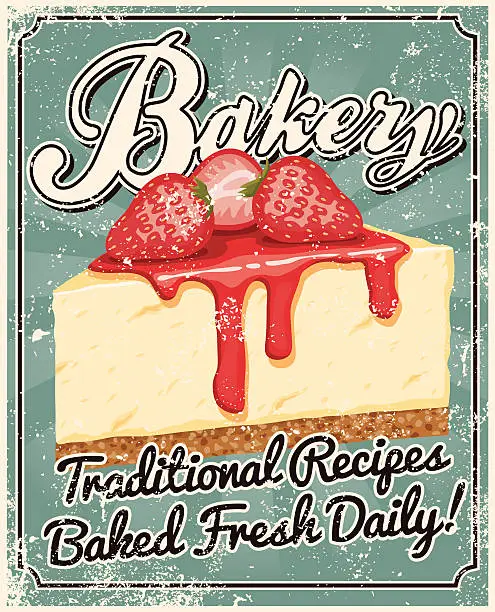 Vector illustration of Vintage Screen Printed Bakery Poster