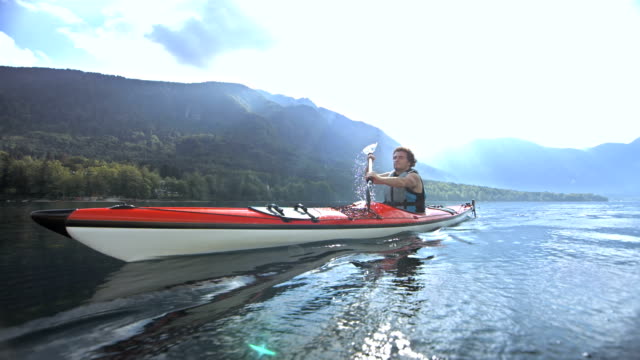 Man Kayaking On The Lake