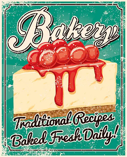 Vector illustration of Vintage Screen Printed Bakery Poster