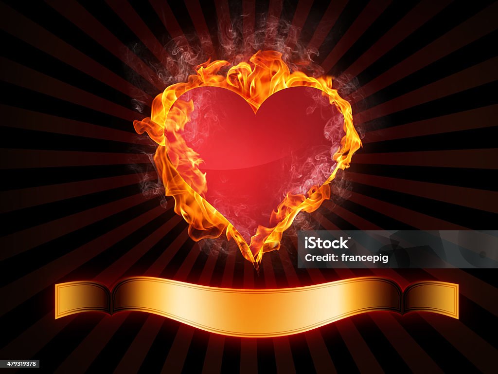 Heart Heart in Fire. Computer Graphics. 2015 Stock Photo