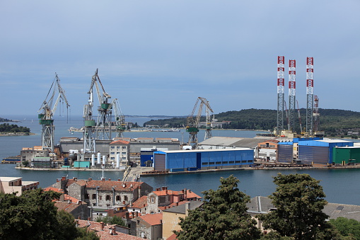 The port facilities of Pula in Croatia