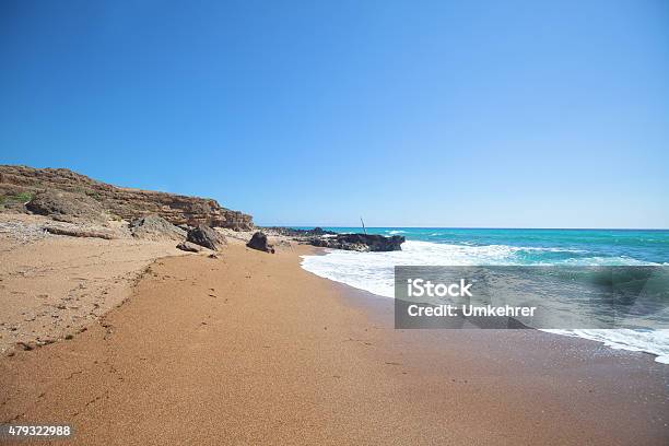 Sand Beach With Cliffs Stock Photo - Download Image Now - 2015, Adult, Backgrounds