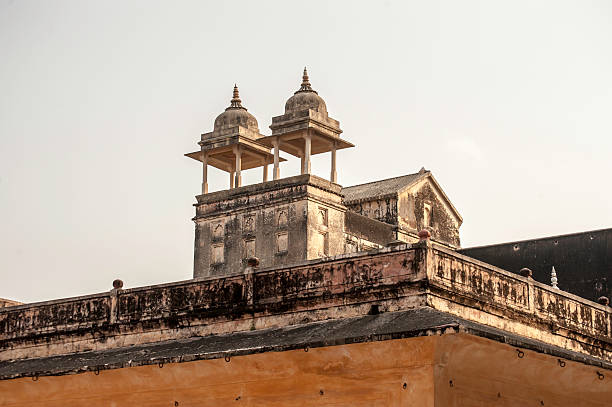 янтарный дворец, джайпур, индия - jaipur amber fort column amber palace стоковые фото и изображения