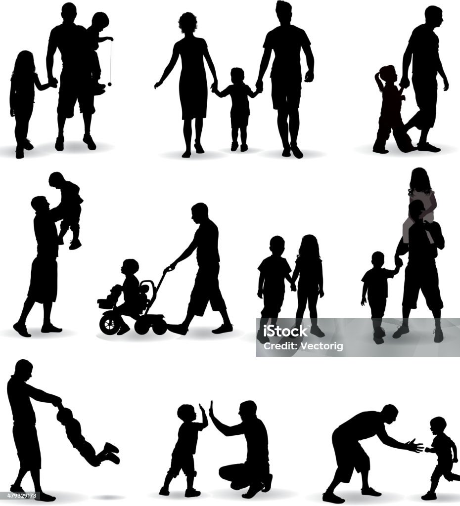 Familie Silhouette - Lizenzfrei Kontur Vektorgrafik