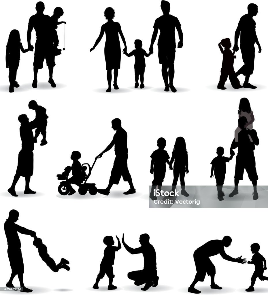 Family Silhouette Family Silhouette Illustration In Silhouette stock vector