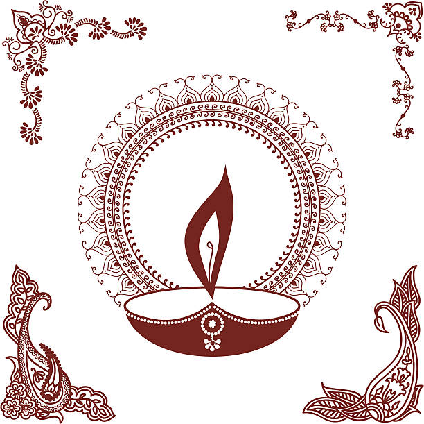 Mehndi (henna) Divali Candle vector art illustration