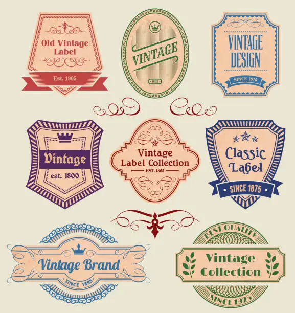 Vector illustration of Vintage Labels Badges Set on Old Paper