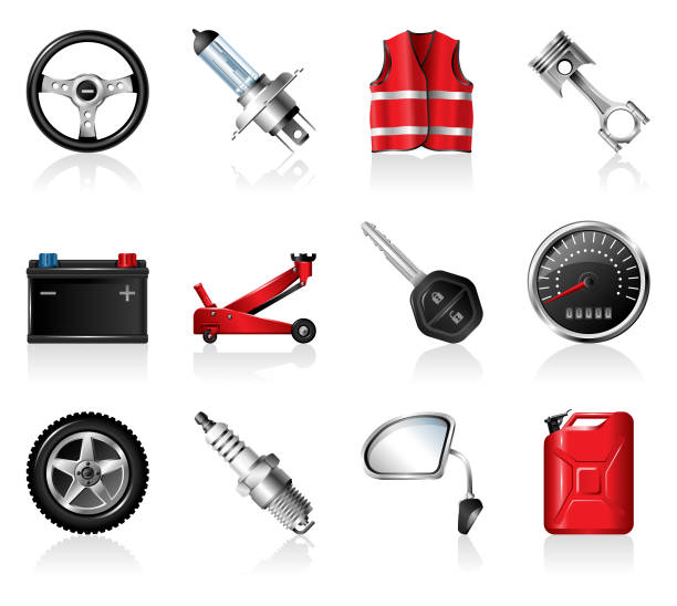 Car Parts Icon Set vector art illustration