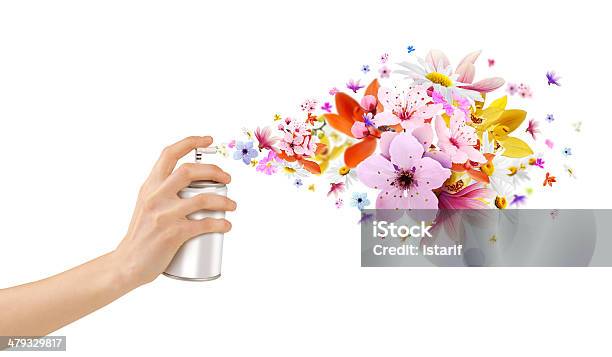 Flowerscented Room Sprays And Flowers From Inside Stock Photo - Download Image Now - Scented, Air Freshener, Aerosol Can
