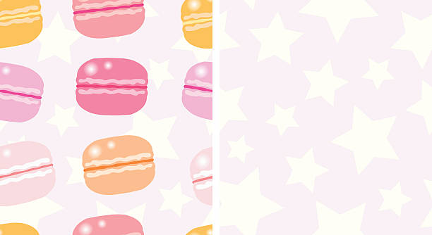 macarons and stars; seamless pattern vector art illustration