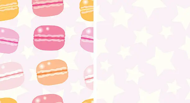 Vector illustration of macarons and stars; seamless pattern