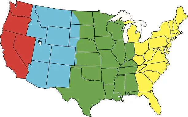 Vector illustration of USA Time Zones - Vector