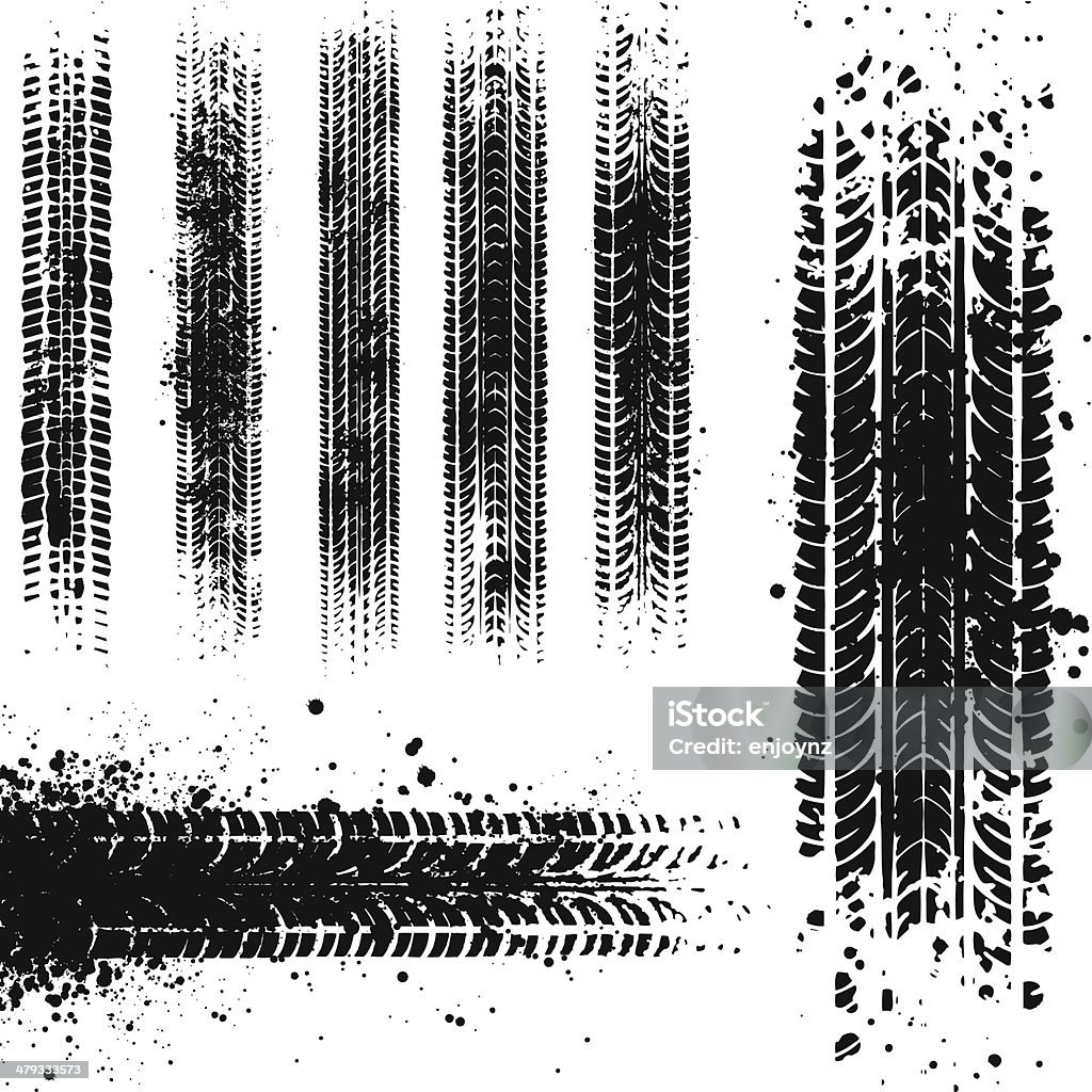 Dirty tyre tracks Various grunge tyre marks. Tire - Vehicle Part stock vector