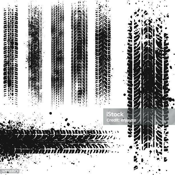 Dirty Tyre Tracks Stock Illustration - Download Image Now - Tire - Vehicle Part, Tire Track, Track - Imprint