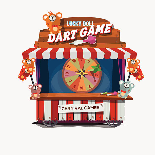 dart 게임 dolls. 사육제 수레 concept- 벡터 일러스트 - school carnival stock illustrations