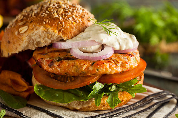 istock Homemade Organic Salmon Burger 479335444