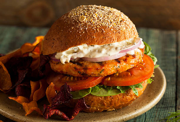istock Homemade Organic Salmon Burger 479335458
