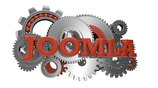 render of gears and the text joomla