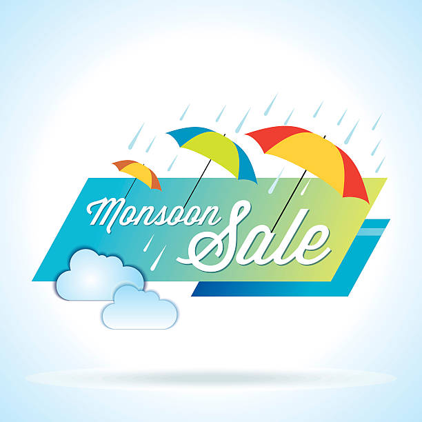 illustrations, cliparts, dessins animés et icônes de offre spéciale mousson et vente bannière, offre ou d'un lit à baldaquin. - monsoon