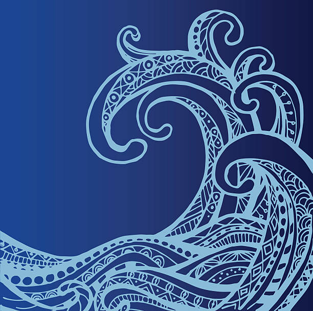 ベクトルの青い波の zentangle スタイル - sea beach storm wave点のイラスト素材／クリップアート素材／マンガ素材／アイコン素材