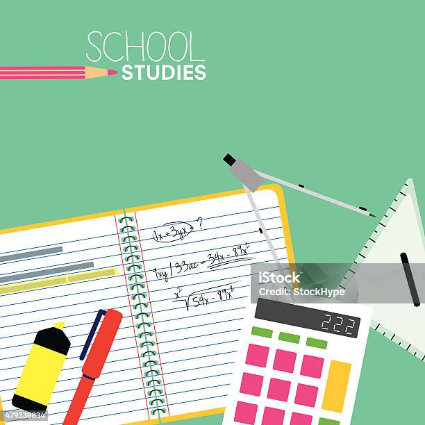 Desk With School Elements For Math Studies Stock Illustration ...