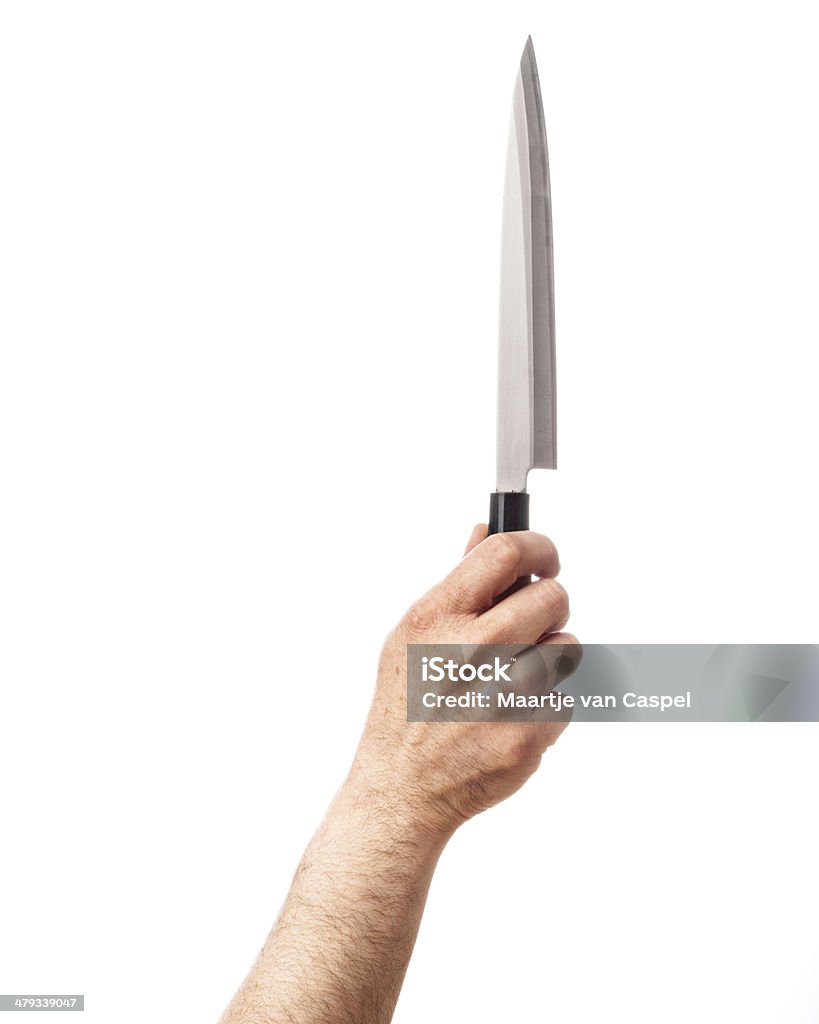 Hand holding Kitchen tools: Cutting Knife Single human hand holding  Kitchen tools:  Cutting Knife, Isolated on White Background Body Part Stock Photo