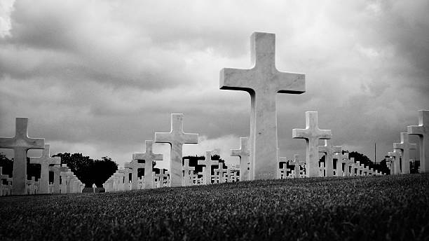 istock Marble Crosses on a Cemetery in Black and White 479339215