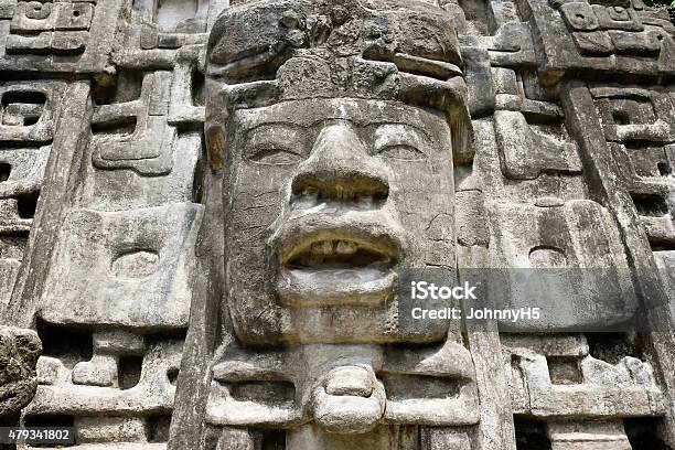 Close Up Mask Temple Stock Photo - Download Image Now - Mayan, Belize, Old Ruin