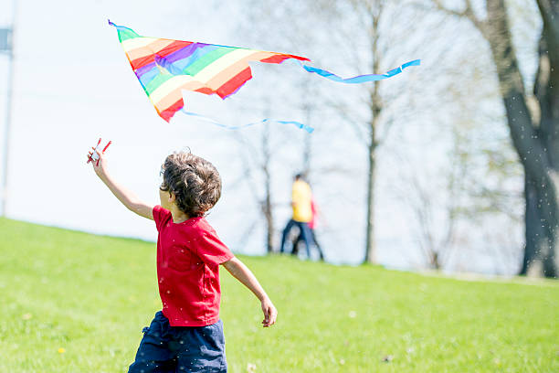 Little Boy Waving Flag at Park