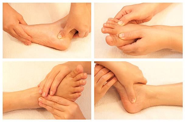 massage collection Collection of reflexology foot massage sooth stock pictures, royalty-free photos & images