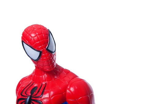 Adelaide, Australia - June 29, 2015: A studio photo of a Spiderman Action Figure from the Marvel Spiderman universe. Items of characters from the Marvel Studios universe are highly sough after collecatables.