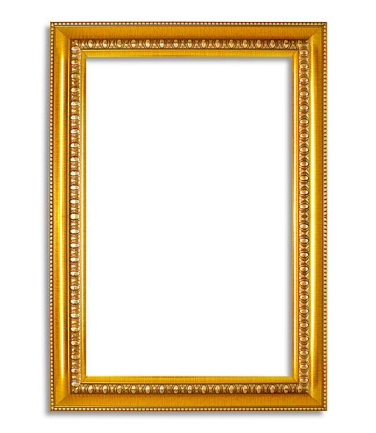 moldura dourada isolada no fundo branco - picture frame frame gold gilded - fotografias e filmes do acervo