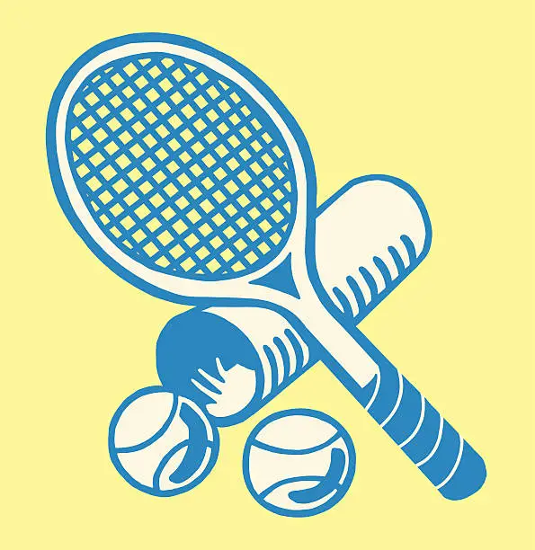 Vector illustration of Tennis Racket and Balls