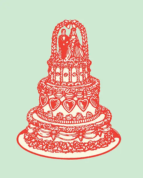 Vector illustration of Tiered Wedding Cake