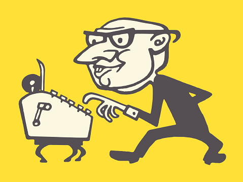 Man Ringing Up Adding Machine Man Using Adding Machine Stock Illustration - Download Image Now ...