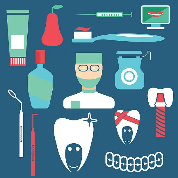 Vector illustration of flat design collection of dentistry theme