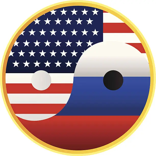 Vector illustration of Usa and Russia Yin Yang