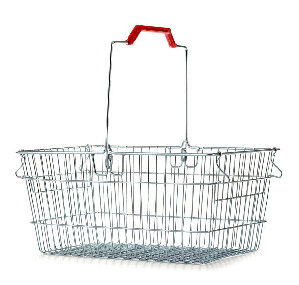 istock Empty wire shopping basket isolated on white 479358479