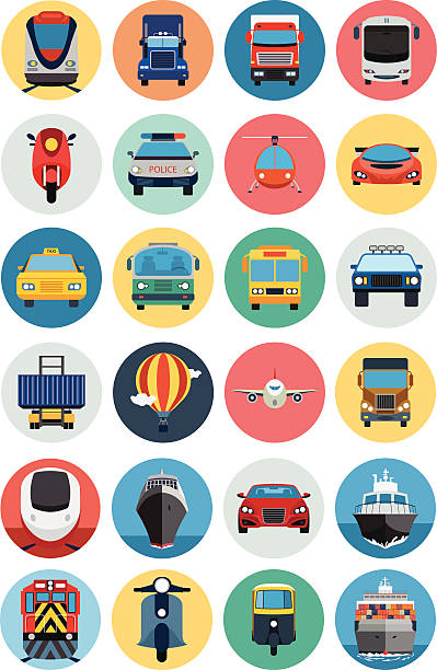 transportu płaskie ikony 1 - autorick stock illustrations
