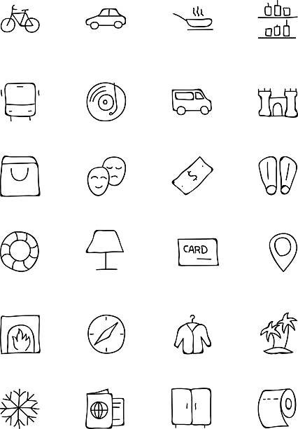 hotel und restaurant doodle symbole 5 - wine rack illustrations stock-grafiken, -clipart, -cartoons und -symbole
