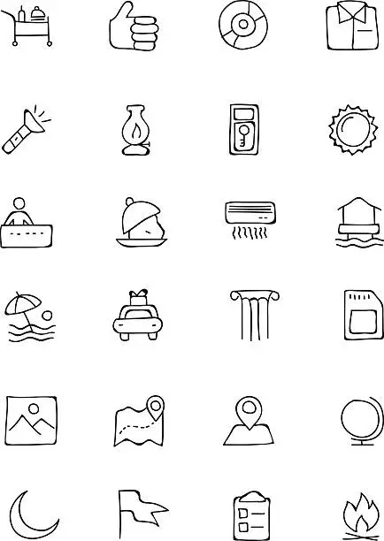 Vector illustration of Hotel and Restaurant Doodle Icons 10