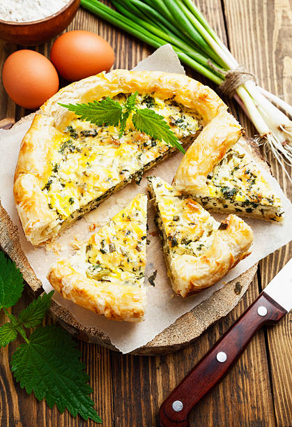 istock Pie with nettles and spring onion 479368818