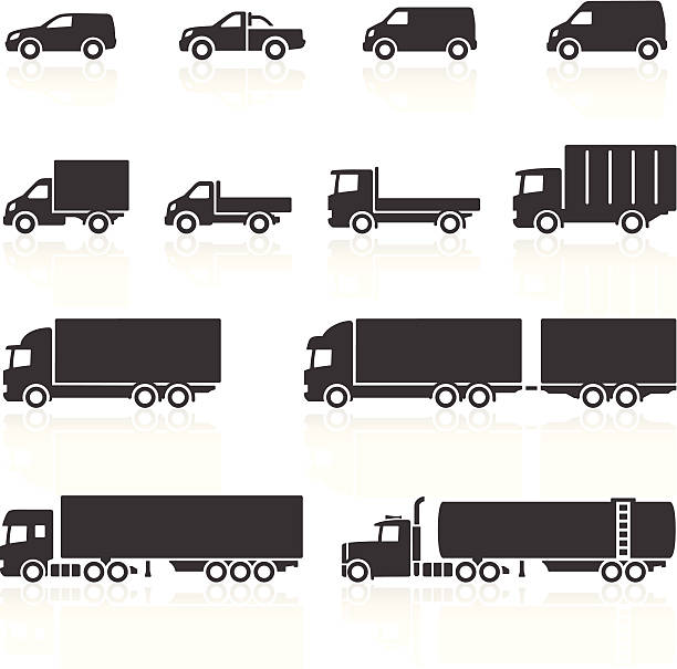 illustrazioni stock, clip art, cartoni animati e icone di tendenza di icone del veicolo commerciale - mezzo di trasporto immagine
