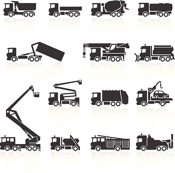 ilustrações, clipart, desenhos animados e ícones de ícones de caminhão - hydraulic platform illustrations