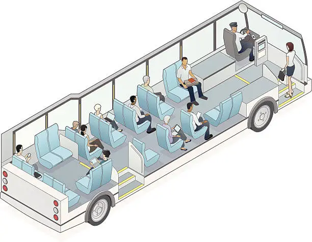 Vector illustration of Isometric Bus Cutaway Illustration