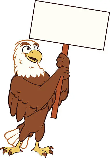 Vector illustration of Eagle - Holding Sign